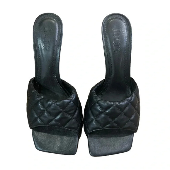 Idore Quilted Square Toe Stiletto Heel Black Size 9 - Picture 3 of 10